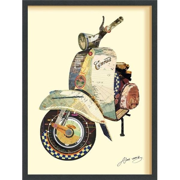 Empire Art Direct Empire Art Direct DAC-054-2533B Scooter - Dimensional Art Collage Hand Signed by Alex Zeng Framed Graphic Wall Art DAC-054-2533B